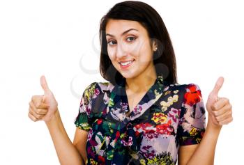 Royalty Free Photo of a Woman Showing a Thumbs up
