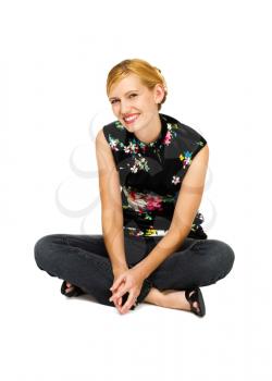 Royalty Free Photo of a Woman sitting on the Floor