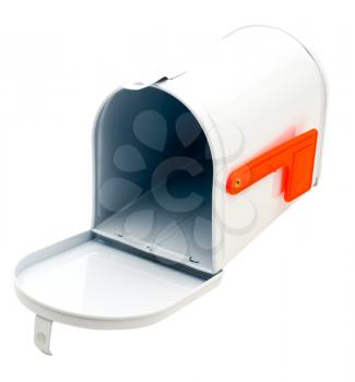 Open mailbox isolated over white