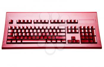 Keyboard of red color isolated over white