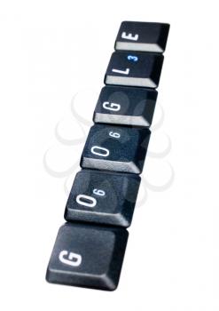 Computer keys arranged in a word google isolated over white