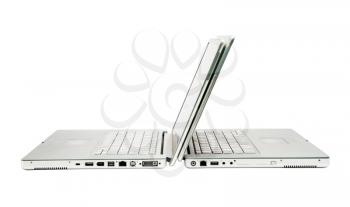 Two laptops isolated over white