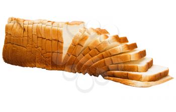 Close-up of slices of bread isolated over white
