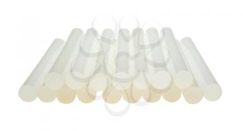 Wax cylinders in an order isolated over white