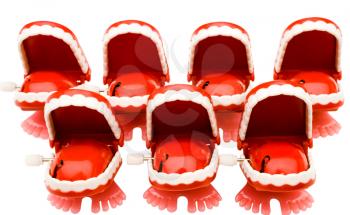 Group of dentures isolated over white