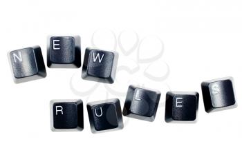 New rules words made of computer keys isolated over white