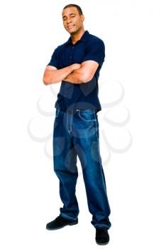 Smiling mid adult man posing isolated over white