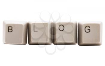 Computer keys arranged to spell the word Blog isolated over white