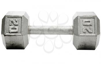 Close-up of dumbbell isolated over white