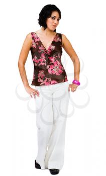 Mixedrace young woman posing and smiling isolated over white