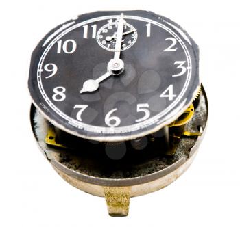 Black color clock isolated over white
