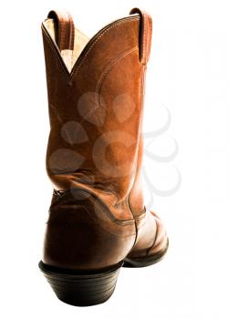One cowboy boot of brown color isolated over white