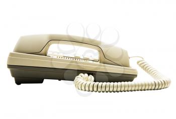 One landline phone isolated over white