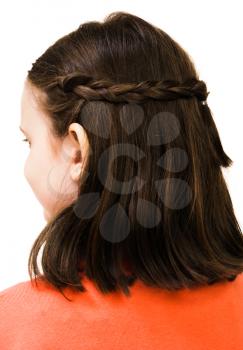 Hairstyle of a girl isolated over white