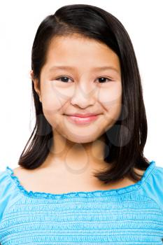 Smiling girl posing isolated over white