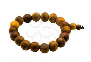 Wooden bracelet of beads isolated over white