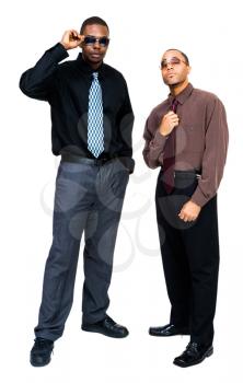 Two businessmen posing together isolated over white