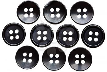 Ten buttons in order isolated over white