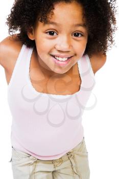 Smiling girl posing isolated over white