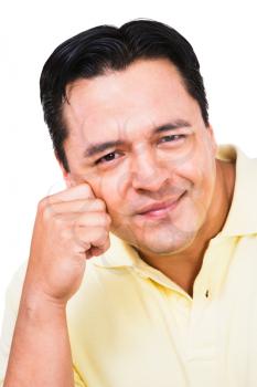 Smiling mid adult man isolated over white