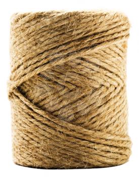 Close-up of a spool of twine isolated over white