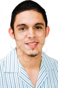 Close-up of a man smiling isolated over white