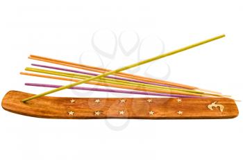 Incensesticks and incense holder isolated over white