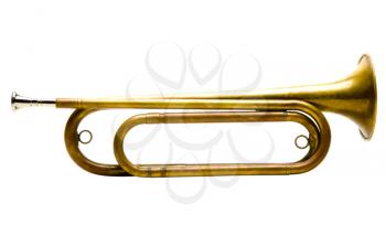 Bugle of brass isolated over white