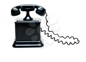 Retro black color telephone isolated over white