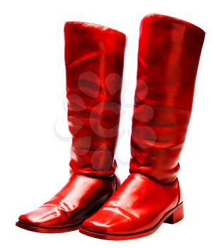 Pair of red color boots isolated over white