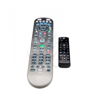 Comparison between tv remote controls isolated over white