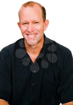 Happy mature man posing isolated over white