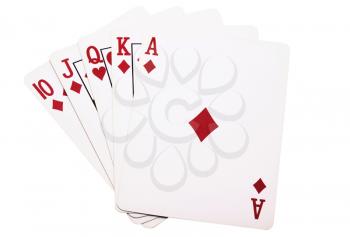 Playing cards isolated over white