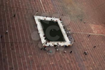 High angle view of pond in courtyard of a mosque, Jama Masjid, Delhi, India