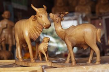 Figurines of animals at a market stall, New Delhi, India