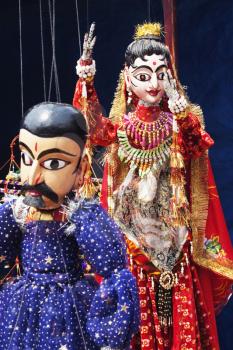 Close-up of traditional puppets, New Delhi, India