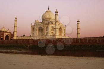 River in front of the mausoleum, Yamuna River, Taj Mahal, Agra, Uttar Pradesh, India