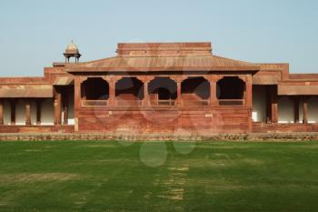 Lawn in front of a fortified wall, Agra Fort, Agra, Uttar Pradesh, India
