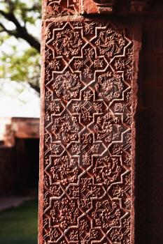 Architectural detail of a column in a palace, Fatehpur Sikri, Agra, Uttar Pradesh, India