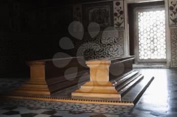 Graves in a mausoleum, Itmad-ud-Daulah's Tomb, Agra, Uttar Pradesh, India