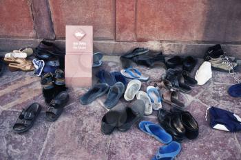 Shoes outside of a mosque, Taj Mahal, Agra, Uttar Pradesh, India