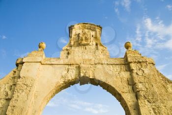 Low angle view of a ruined gate, Malta
