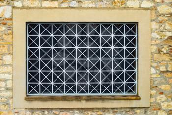 Close-up of a window with grills, Athens, Greece