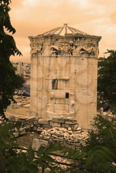 Ruins of a tower, Tower of the Winds, Roman Agora, Athens, Greece