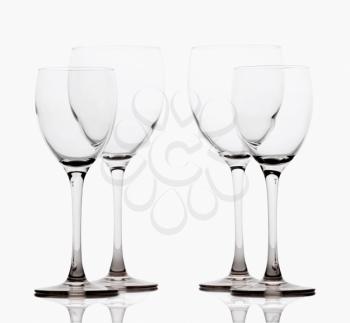 Close-up of empty wine glasses on a table