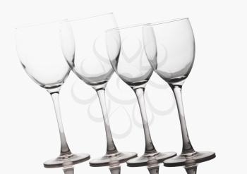 Close-up of empty wine glasses on a table