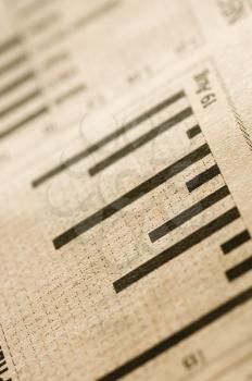 Close-up of bar graph on a financial newspaper