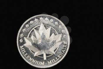 Close-up of a Canadian coin