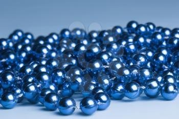 Close-up of a string of blue beads