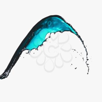 Splash of turquoise paint on a white background